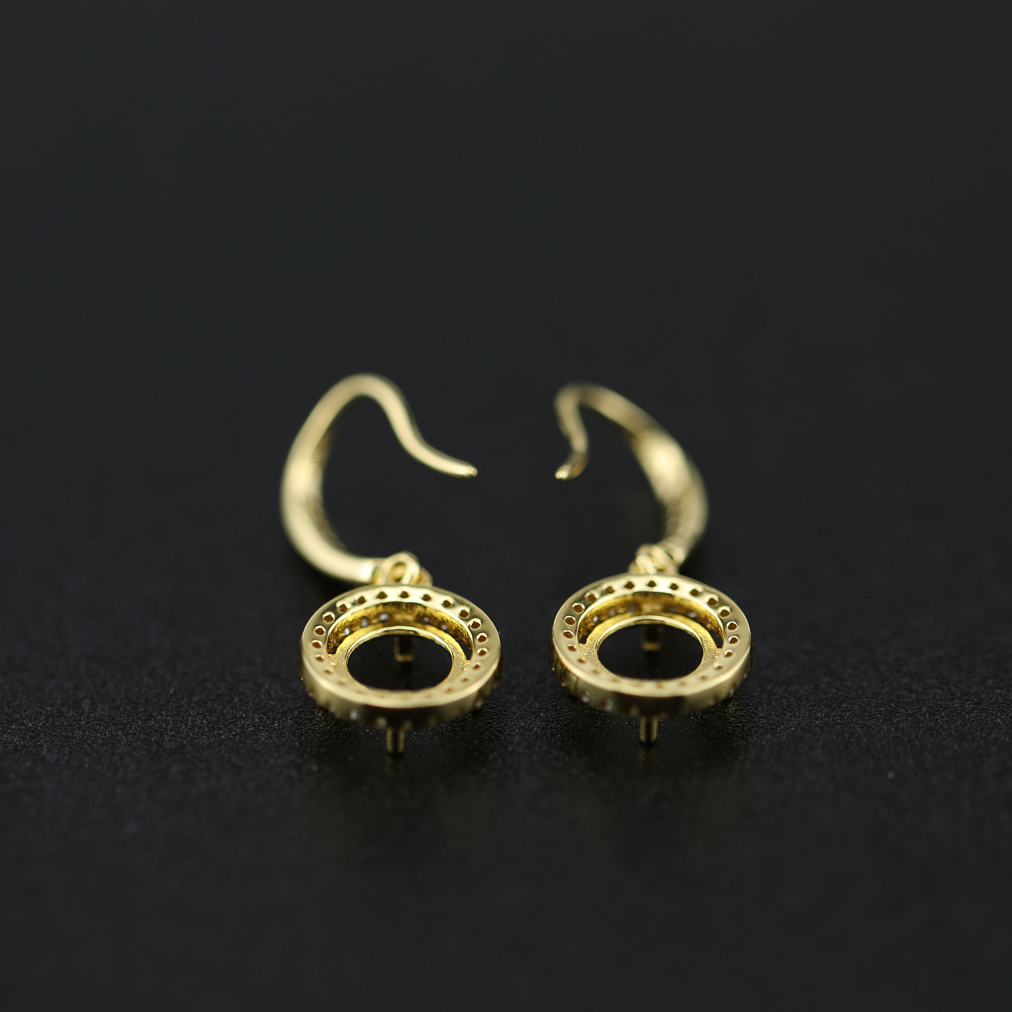 1Pair 5-8MM Round Prong Bezel Rose Gold Plated Solid 925 Sterling Silver Hook Earrings Blank Settings for Gemstone Moissanite 1706041 - Click Image to Close